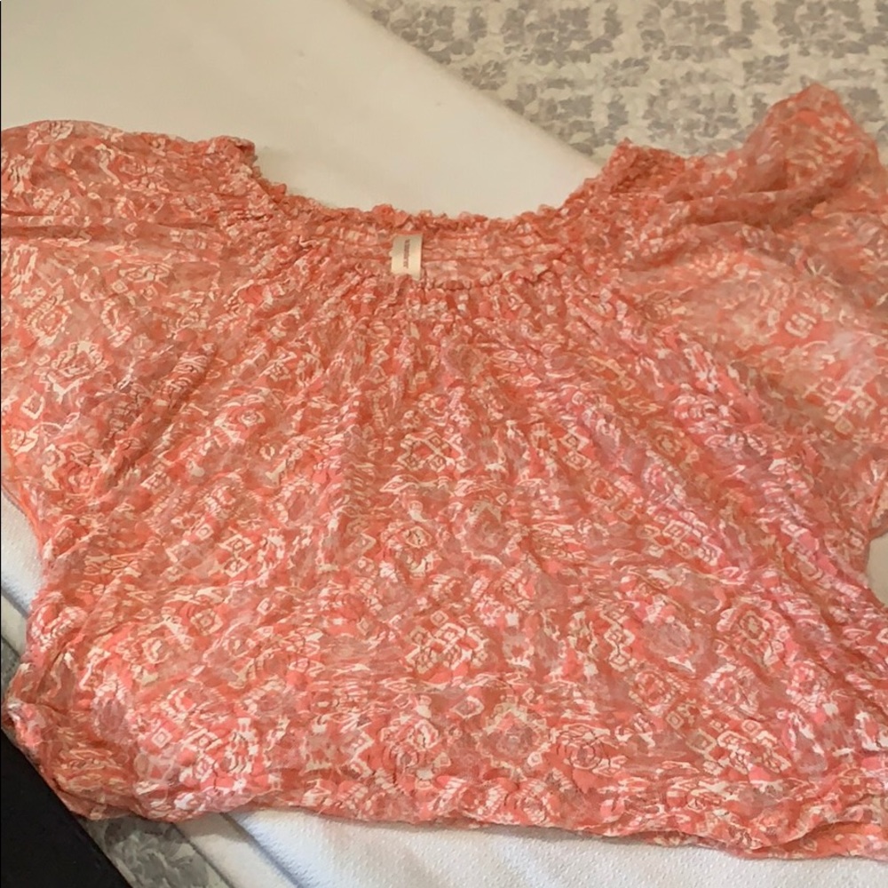Coral & White top